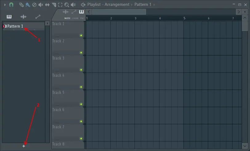 Музыкальный трек в FL Studio, составляется из фрагментов именуемых pattern (паттернами