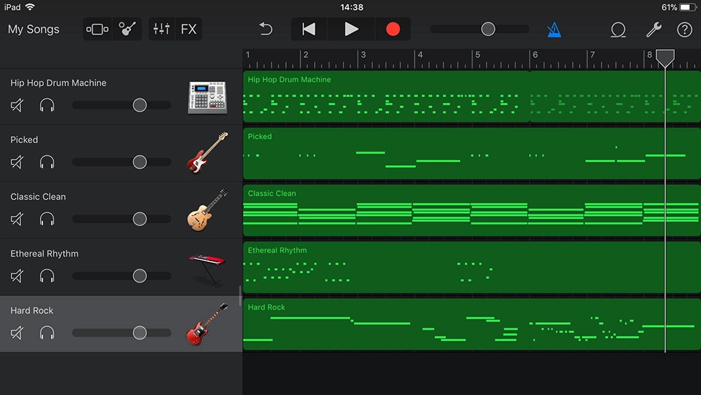 GarageBand, Дважды, Вырезать, вырезание